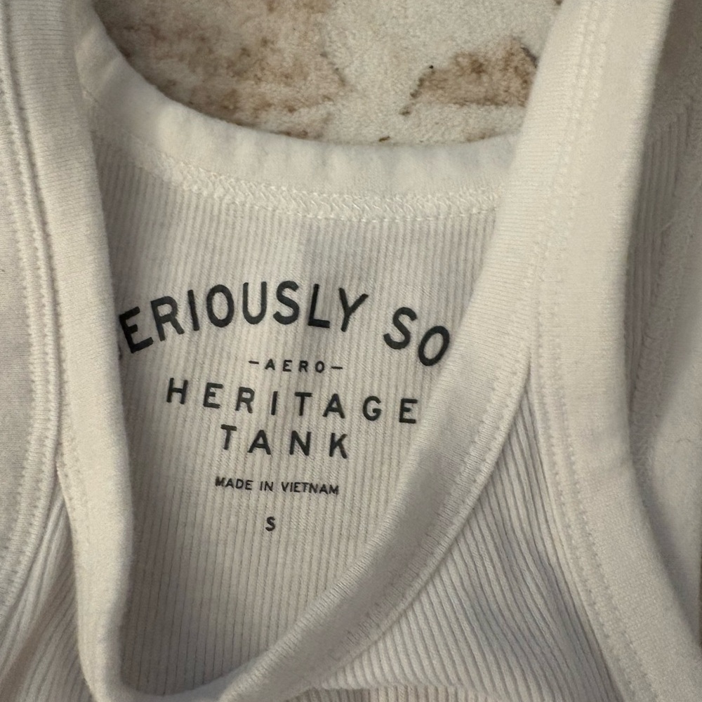 Aeropostale Heritage Basic Ribbed White Tank Top Size S - Picture 2 of 2